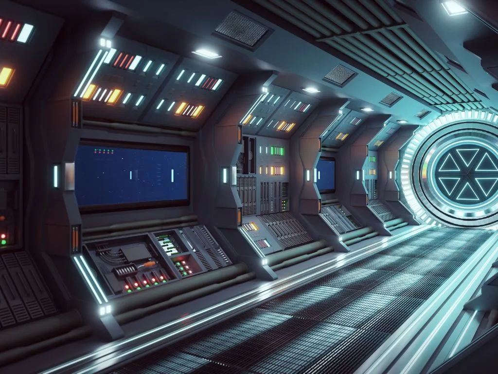 Escape room por equipos en Coruña: pasillo de la nave de Battlestar